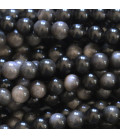 Obsidian silver 6 mm round bead Mexico