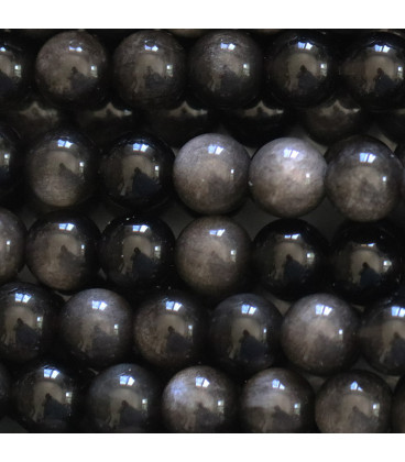 Obsidienne silver 8 mm perle ronde Mexique - BeauMonde Bijoux
