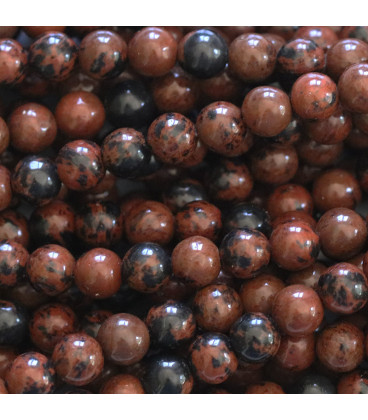Obsidian 6 mm round bead Mahogany China - BeauMonde Bijoux