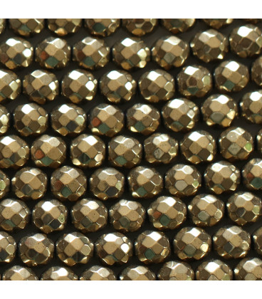 BeauMonde Bijoux - Hématite dorée 6 mm environ perle ronde facettée
