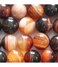 Sardonyx 10 mm round bead orange/black Brazil
