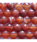 Agate 8 mm red veined round faceted bead