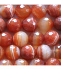 Agate 10 mm red veined round faceted bead