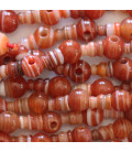 Agate veined red 8 mm round 3 holes + tip - BeauMonde Bijoux