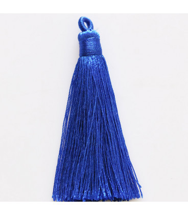 BeauMonde Bijoux - Pompon 75/80 mm environ bleu avec anneau couvert de fil