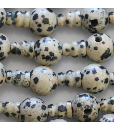 BeauMonde Bijoux - Jaspe dalmatien 10 mm ronde 3 trous + embout