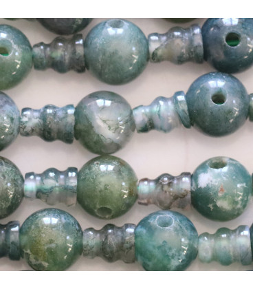 Agate moss 10 mm round 3 holes + tip - BeauMonde Bijoux