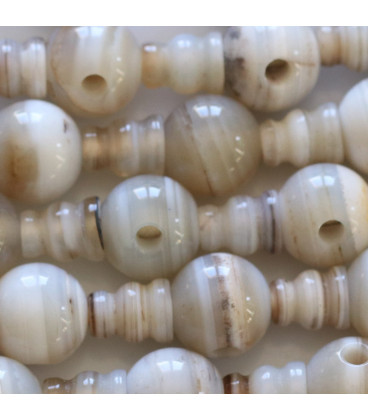 Agate white veined 10 mm round 3 holes + tip - BeauMonde Bijoux