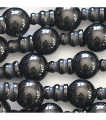 BeauMonde Bijoux - Agate noire 10 mm ronde 3 trous + embout