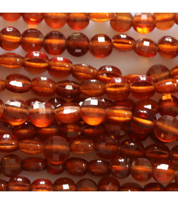 Hessonite 4 mm faceted medallion A Tanzania - BeauMonde Bijoux