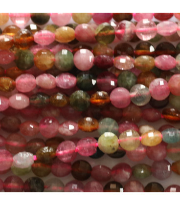 BeauMonde Bijoux - Tourmaline mixte 4 mm médaillon facetté A Inde