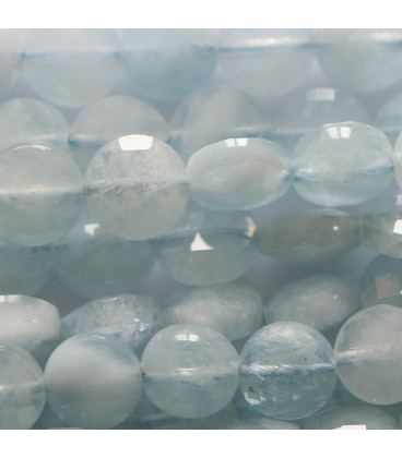 Aquamarine 6 mm faceted medallion Brazil - BeauMonde Bijoux