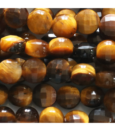 Tiger's eye 6 mm faceted medallion Africa - BeauMonde Bijoux