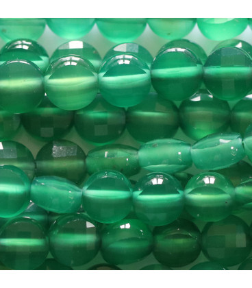BeauMonde Bijoux - Agate verte 6 mm médaillon facetté