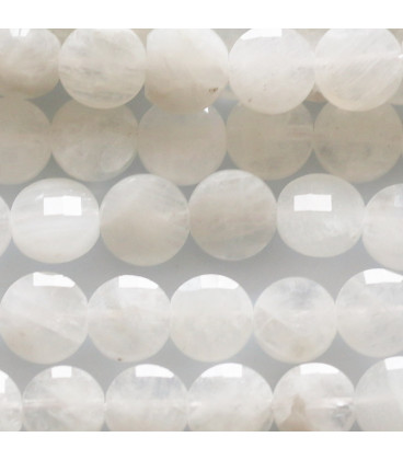 White moonstone 6 mm faceted medallion - BeauMonde Bijoux