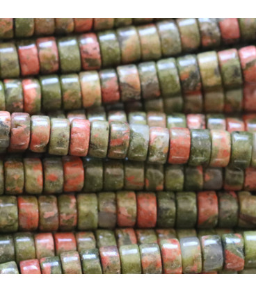 Unakite 2x4 mm heishi washer China - BeauMonde Bijoux