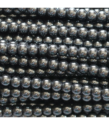 Hematite 4 mm round bead hole about 1.5 mm - BeauMonde Bijoux
