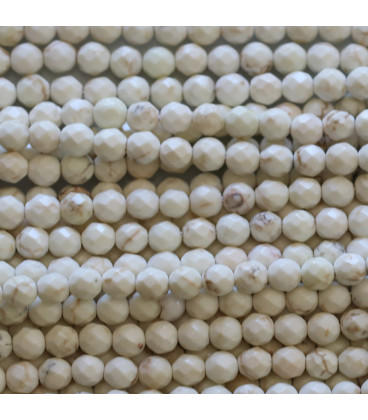 BeauMonde Bijoux - Howlite ivoire 4 mm perle ronde facettée