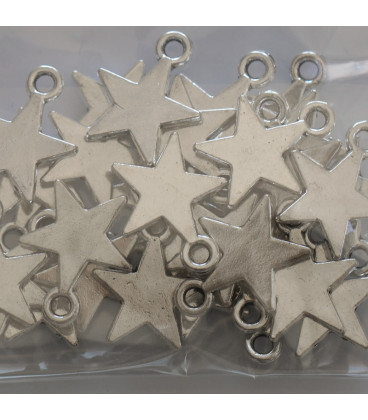 Star 10 mm flat pendant with silver metal ring - BeauMonde Bijoux