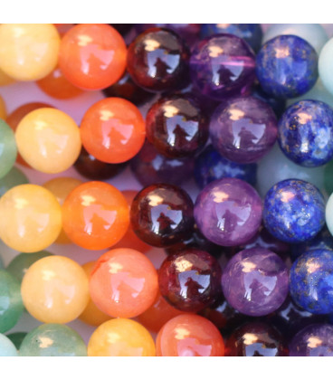 Multi stones 10 mm round bead 7 chakras natural stones A - BeauMonde Bijoux