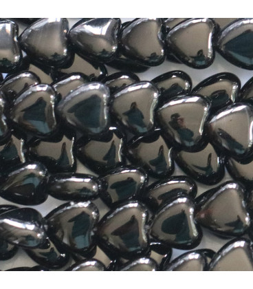 BeauMonde Bijoux - Agate noire 8 mm coeur Brésil