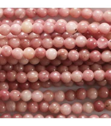 BeauMonde Bijoux - Rhodonite 3 mm environ perle ronde couleur unie A Afrique du Sud