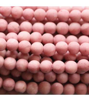 Rhodonite 4 mm round bead solid color matt AA - BeauMonde Bijoux