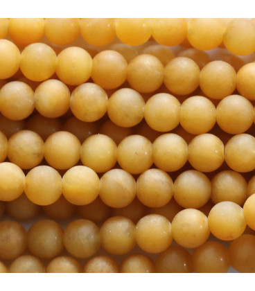Jade yellow 6 mm matt round bead - BeauMonde Bijoux