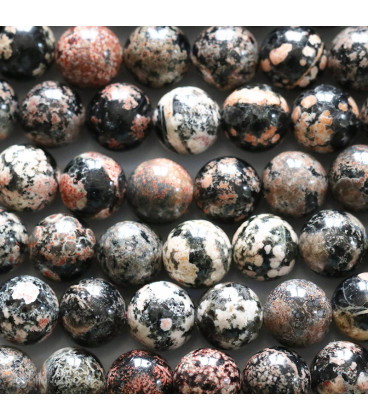 Snow obsidian red 8 mm round bead - BeauMonde Bijoux