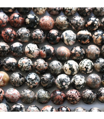 Snow obsidian red 6 mm round bead - BeauMonde Bijoux