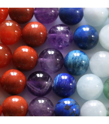BeauMonde Bijoux - Multi pierres 10mm perle ronde 7 chakras pierres naturelles A