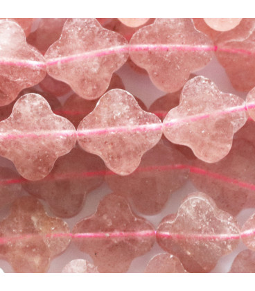 Strawberry quartz 13 mm faceted cross - BeauMonde Bijoux