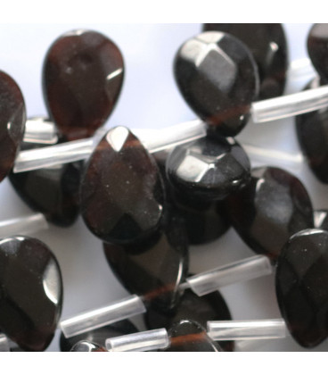 BeauMonde Bijoux - Agate noire 10x14 mm goutte facettée plate