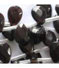 BeauMonde Bijoux - Agate noire 10x14 mm goutte facettée plate
