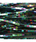 Hematite 1x1 mm metallic square scarab