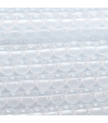 BeauMonde Bijoux - Cristal de roche 6 mm environ perle ronde milky AA Brésil