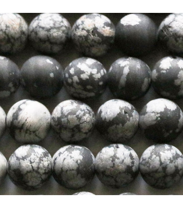 Snow obsidian 10 mm matt round bead - BeauMonde Bijoux