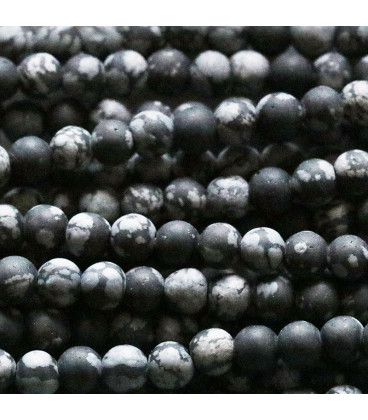 Snow obsidian 4 mm matt round bead - BeauMonde Bijoux