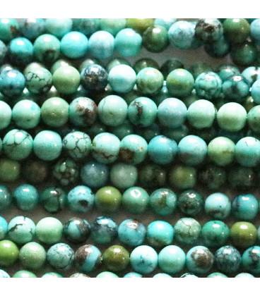 Turquoise 4 mm stabilized mixed round bead - BeauMonde Bijoux