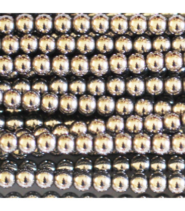 Silver hematite 3 mm round bead, hole of about 1.5 mm - BeauMonde Bijoux
