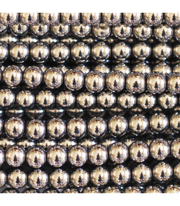 Silver hematite 4 / 4.4 mm round bead, hole of about 1.5 mm - BeauMonde Bijoux