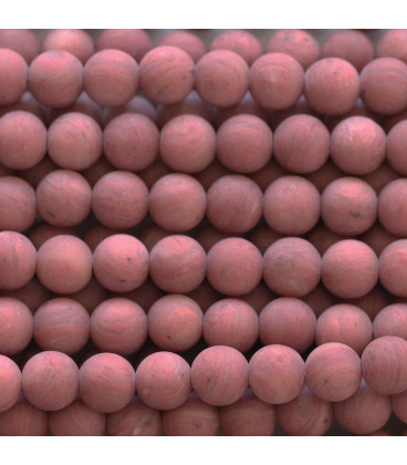 BeauMonde Bijoux - Rhodonite 6 mm environ perle ronde mat uni AA Afrique du Sud