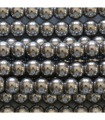 Silver hematite 6 / 6.5 mm round bead, hole of about 2.5 mm - BeauMonde Bijoux