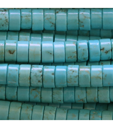 Howlite 2 / 3x6 mm round heishi dark turquoise - BeauMonde Bijoux