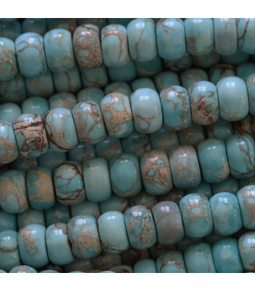 BeauMonde Bijoux - Jaspe 4x6 mm rondelle arrondie impression teinté turquoise A Chine
