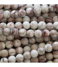 Jasper 6 mm round bead ivory print / red matt