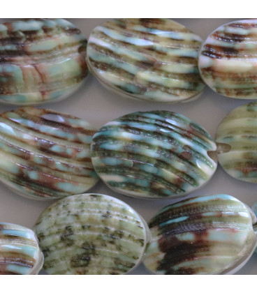 Oval turbo green shell 16x23 mm - BeauMonde Bijoux