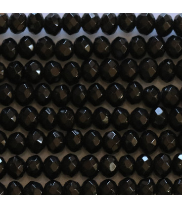 BeauMonde Bijoux - Agate noire 3x4 mm rondelle facetée