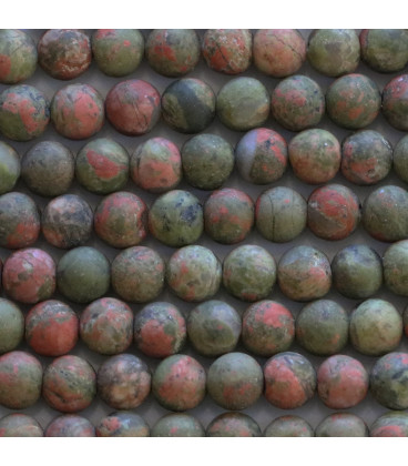 Unakite 6 mm matt round bead - BeauMonde Bijoux
