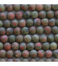 Unakite 6 mm matt round bead